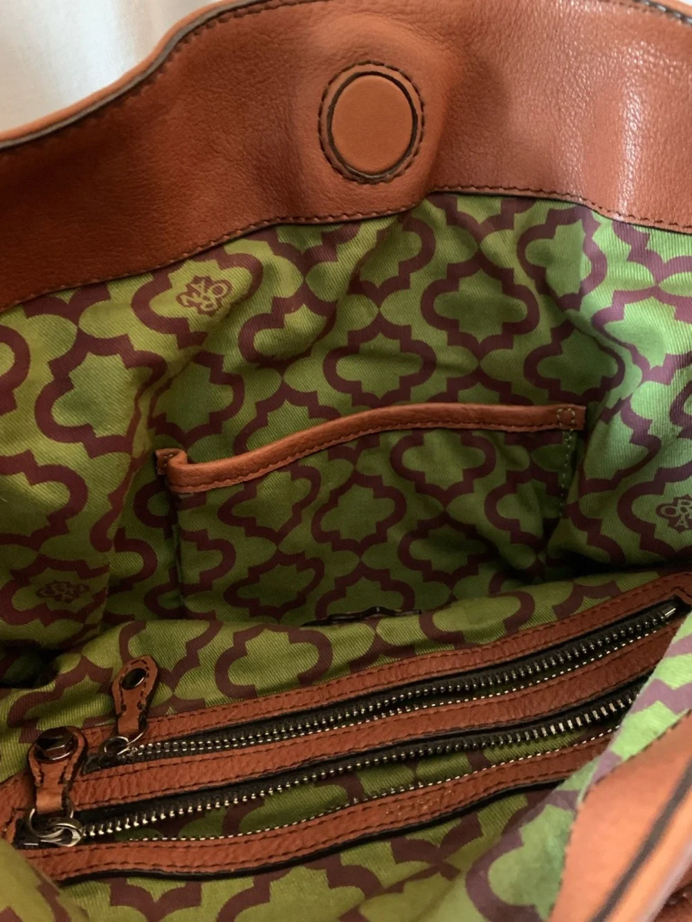 orYANY 'Cassie' large genuine leather hobo bag in cognac color